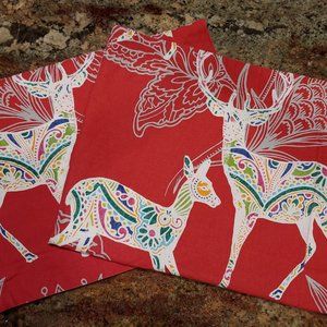 2 Pottery Barn Santa's Reindeer Organic Standard Pillow Shams